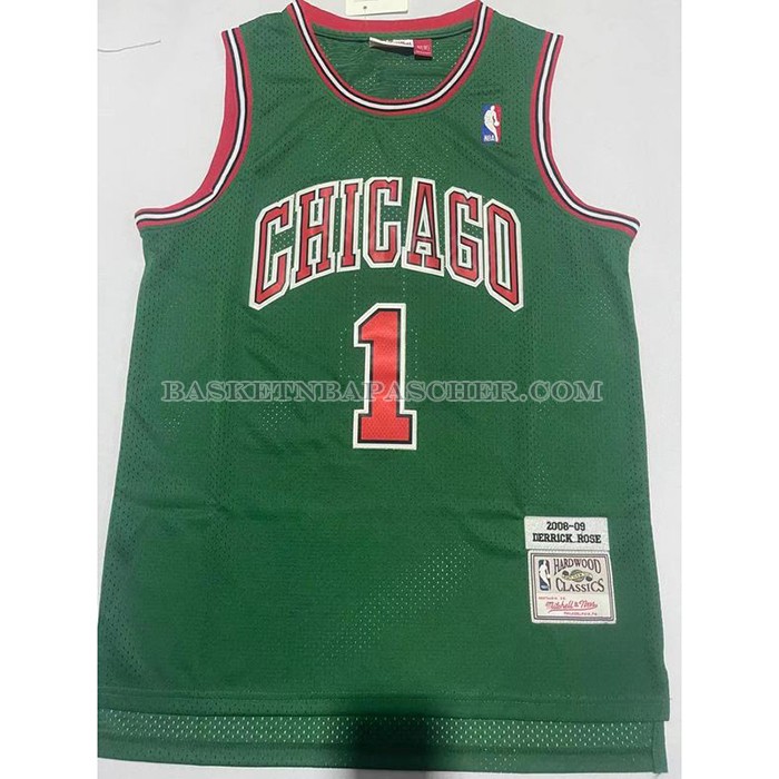 Maillot Chicago Bulls Derrick Rose NO 1 Mitchell & Ness 2008-09 Vert2